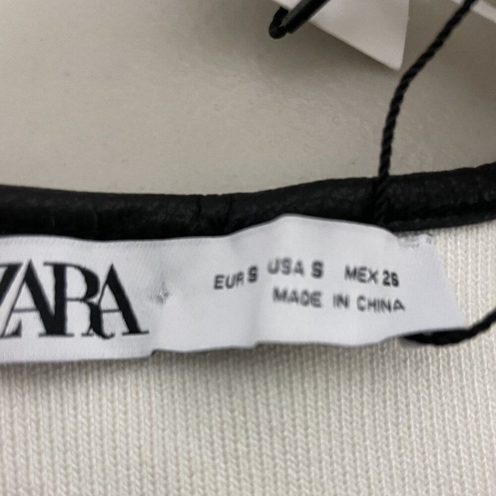 Zara Women Blazer Jacket Size S White Crossover Contrast black Trim 4192/105 NWT - Picture 5 of 12